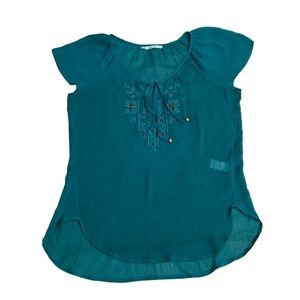 MAURICES Teal Beaded Blouse